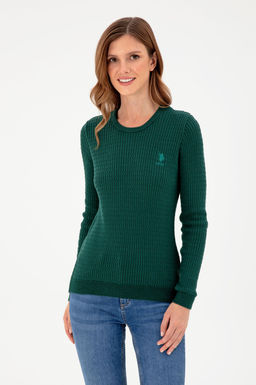 Женский темно-зеленый базовый свитер Неожиданная скидка в корзине - U.s. polo assn фото 3