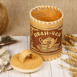 Туес «Иван-чай», 8.5×8.5×14 см, береста