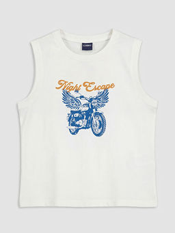 Bisiklet Yaka Bask?l? Erkek ?ocuk Atlet