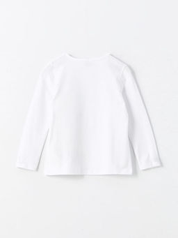 Bisiklet Yaka Bask?l? Uzun Kollu K?z ?ocuk Ti??rt