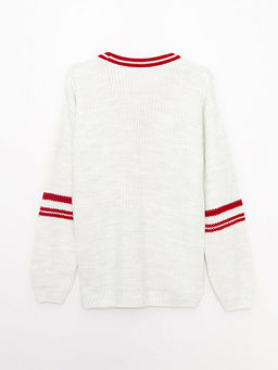 V Yaka ?izgili Uzun Kollu K?z ?ocuk Triko H?rka - Waikiki фото 2