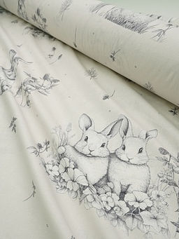 Бязь Кролики с клевером цв.св.бежево-серый, ш.1.5м, хлопок-100%, 135гр/м.кв