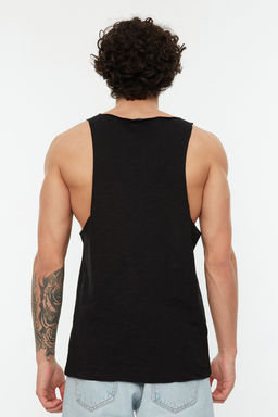 Siyah Regular Fit %100 Pamuklu Bisiklet Yaka S?f?r Kollu Atlet TMNSS20AL0054