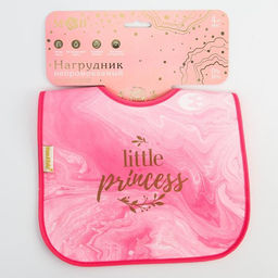 Нагрудник для кормления Little princess непромокаемый на липучке, с карманом