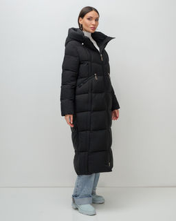 Пальто зимнее утепленное с капюшоном женское черного цвета 7729Ch - Visdeer фото 16