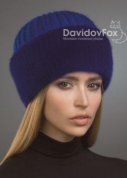ВИДЕООБЗОР шапка Адель норка трикотаж индиго