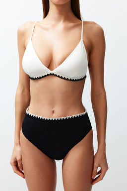 TRENDYOLMILLA Siyah-Beyaz Ucgen Nak?sl? Yuksek Bel Regular Bikini Tak?m? TBESS24BT00127  фото 4