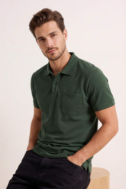 Haki Regular/Rahat %100 Pamuk Tek Cepli Polo Yaka T-shirt TMNSS26PO00018