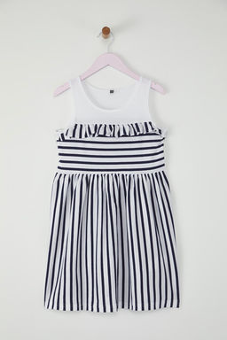 Pembe K?z Cocuk %100 Pamuk Cizgili Kolsuz Mini Bayraml?k Orme Elbise TKDSS25EL00062 - Trendyolmilla фото 4