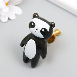 Ручка для шкатулки керамика, металл «Панда», 6.3×3.5 см