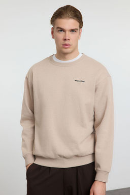 TRENDYOL MAN Siyah Unisex Oversize/Genis Kesim Sloganl? Bisiklet Yaka Ici Polarl? Sweatshirt TMNAW25SW00162 - Trendyolmilla фото 13