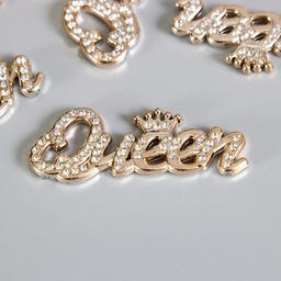 Цена за 10 шт. Декор для творчества пластик Queen, золото со стразами, 1.9×5×0.3 см