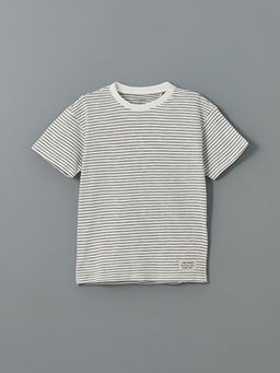 Bisiklet Yaka ?izgili Penye Erkek ?ocuk Ti??rt