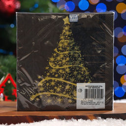 Цена за 3 шт. Салфетки новогодние бумажные Home Classic Волшебная ель на черном, 3 слоя, 33?33 см, 20 шт.
