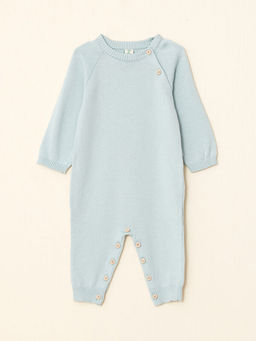 Bisiklet Yaka Uzun Kollu Organik Pamuklu Erkek Bebek Tulum