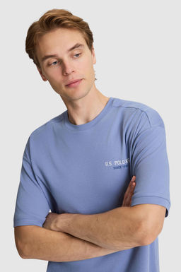 Erkek _ndigo Comfort Fit Bisiklet Yaka Ti__rt