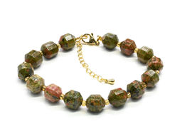 Браслет из унакита граненые 8*10мм, 20см