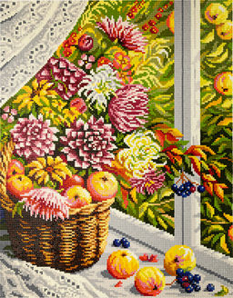 Кристальная (алмазная) мозаика ФРЕЯ №08 СК/Распродажа ALVR-269 Астры и яблоки 35 х 45 см