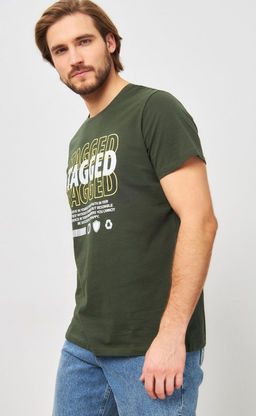 Футболка мужская с принтом P411-06-847 хаки