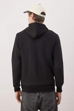 Siyah Regular/Normal Kesim Dokulu Kapusonlu Sweatshirt TMNAW26SW00061 - Trendyolmilla фото 4