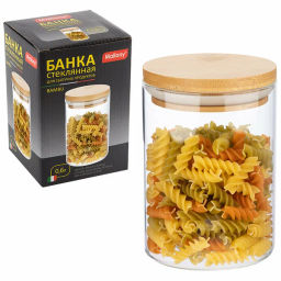 Стеклянная банка для сыпучих продуктов с крышкой BAMBU, объем: 0,6 л арт.004450 /Mallony/  фото 4