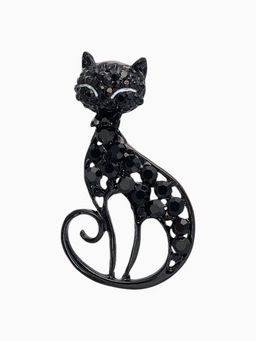 Брошь «Кошка», грациозная, чёрная