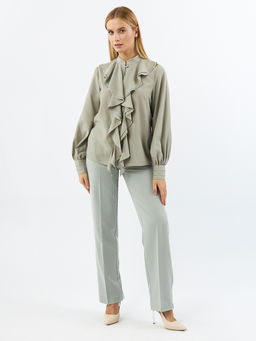 Блузкас отлетными рюшами OD-914-3 полынь - Tantino фото 4