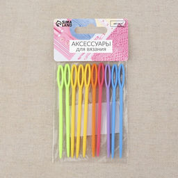 Цена за 11 шт. Иглы для сшивания, пластиковые, d=3 мм, 9 см, 10 шт., разноцветные