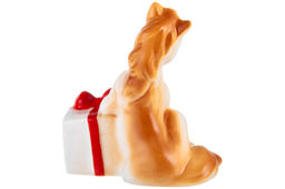 Фигурка декоративная 6,5*5*8 см Лошадь с подарком коричневая с золотом, фарфор - Elan gallery фото 5