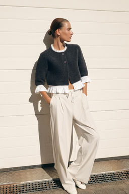 CONTRAST POPLIN CARDIGAN - Zara фото 3