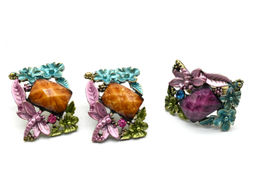 Кольцо Серьги с муранским стеклом цв. коричневый/сиреневый