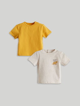 Bisiklet Yaka Bask?l? Erkek Bebek Ti??rt 2li