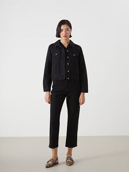 G?mlek Yaka Kad?n Jean Ceket