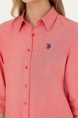 Женская красная базовая рубашка с длинным рукавом - U.s. polo assn фото 7