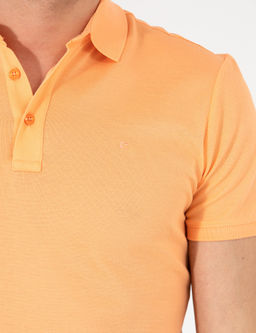 Turuncu Polo Yaka Slim Fit Basic Merserize T-shirt