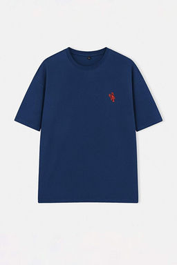 Lacivert Istakoz Nak__l_ Oversize/Rahat Kesim %100 Pamuk T-Shirt TMNSS22TS0318