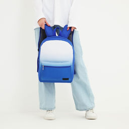 Рюкзак текстильный с белым градиентом, 38х29х11 см, 38 х цвет синий синий, отдел на молнии, цвет красный - Nazamok фото 4