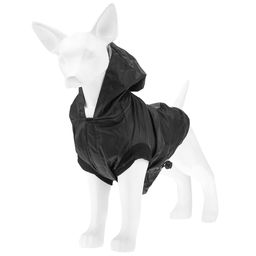 Пэт тойс (Pet toys) Одежда для собаки Плащ с капюшоном, на липучке, светоотражающая полоска, р-р M, длина спинки 26см/обхват груди 42см/обхват шеи 30см, цвет-черный, плащевка (Китай) - Домашняя мода фото 4