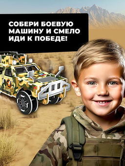 3D Конструктор из пенокартона Военный внедорожник, 46 деталей - Unicon фото 4