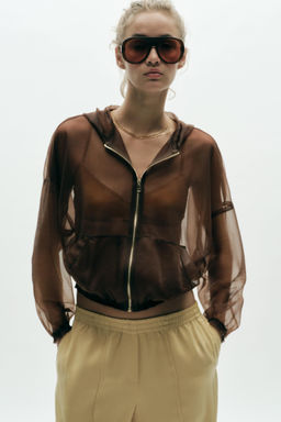 HOODED ORGANZA JACKET