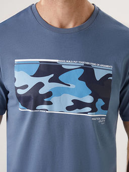 Bisiklet Yaka Kamuflajl? Desenli Erkek Ti??rt