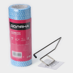Салфетки в рулоне многоразовые безворсовые в наборе с держателем Доляна, 40 шт, 2020 см, цвет голубой  фото 6