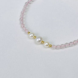 Браслет из Розового кварца и Жемчуга 17,5 см + - Радуга самоцветов фото 2