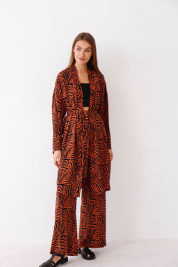 9338 Костюм из кимоно и брюк-палаццо терракотовый с принтом - Martichelli фото 12