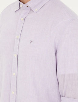 Lila Slim Fit Keten Kar___ml_ G_mlek