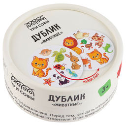 Игра настольная "Дублик. Животные" 60 карточек, в коробке (НИ_66568) "ТРИ СОВЫ"
