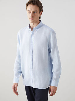 Slim Fit Uzun Kollu %100 Keten Erkek G?mlek