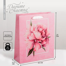 Цена за 2 шт. Пакет подарочный ламинированный, упаковка, «Пион», ML 23 х 27 х 11.5 см