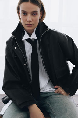 CHAQUETA EFECTO PIEL ZW COLLECTION / Negro - Zara фото 2