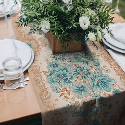 Дорожка столовая Элизабет-голуб. 45*150 см. хлопок 100%